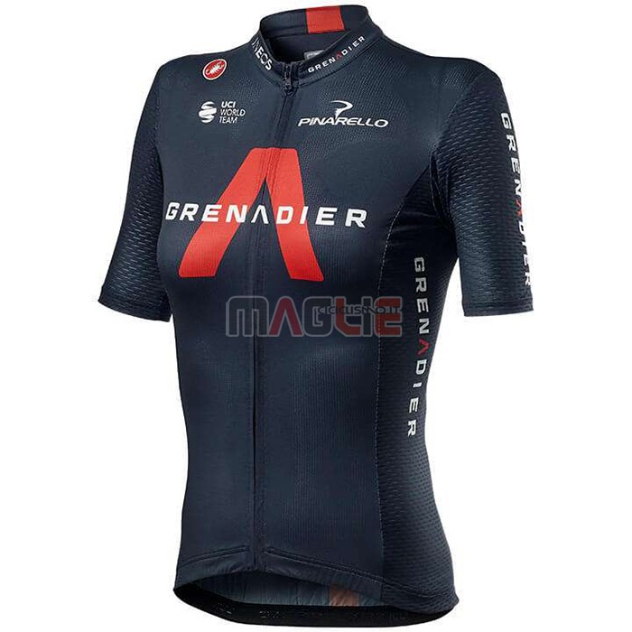 Maglia Donne Ineos Grenadiers Manica Corta 2020 Rosso Scuro Blu